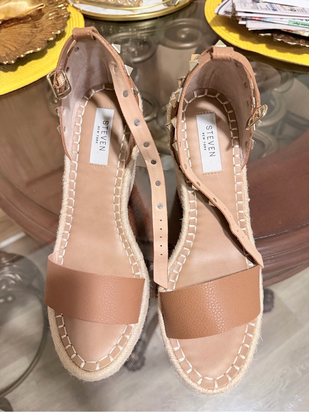 Steven by Steve Madden Tan Espadrille Wedge Sandals
